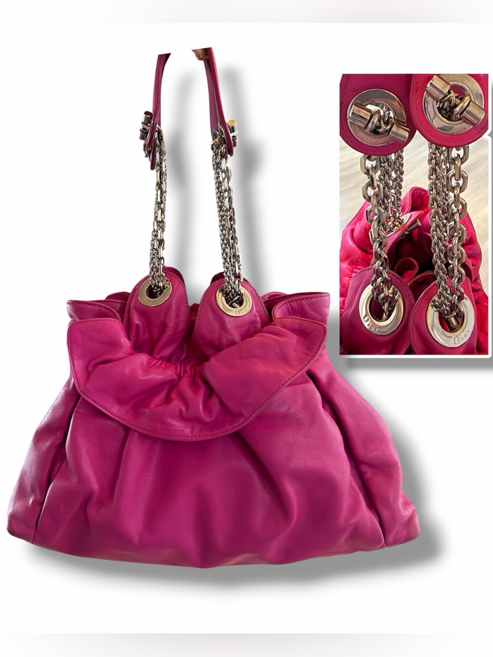 Dior “Le Trente” Pink Lambskin Leather Shoulder Bag Handbag & COA - Picture 4 of 16